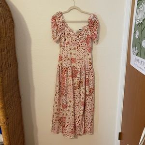 Rose Print Midi Dress